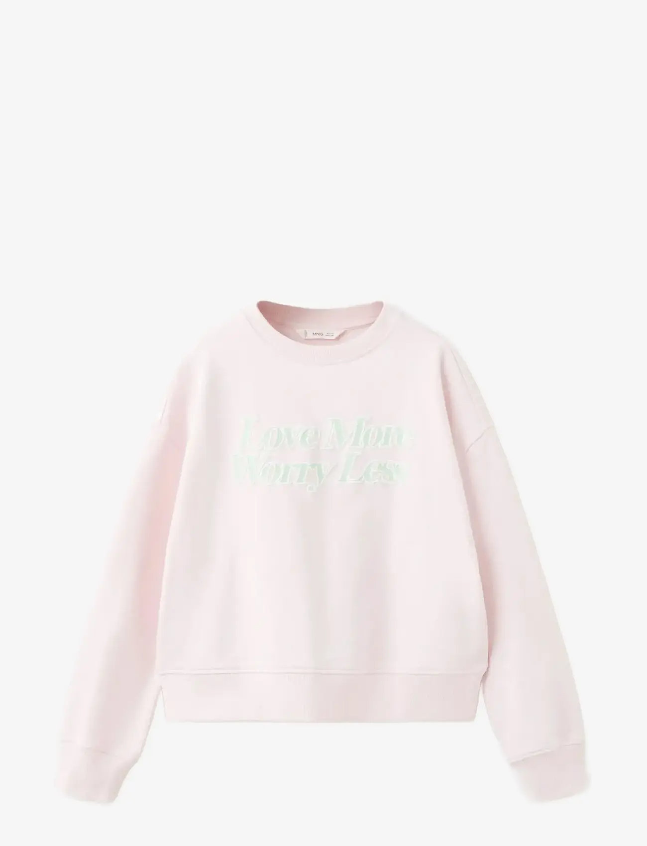 Mango - Cotton sweatshirt with text - sweatshirts - pink - 0