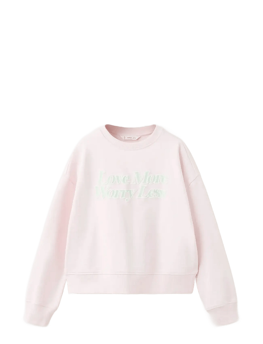 Mango - Cotton sweatshirt with text - sweatshirts - pink - 0