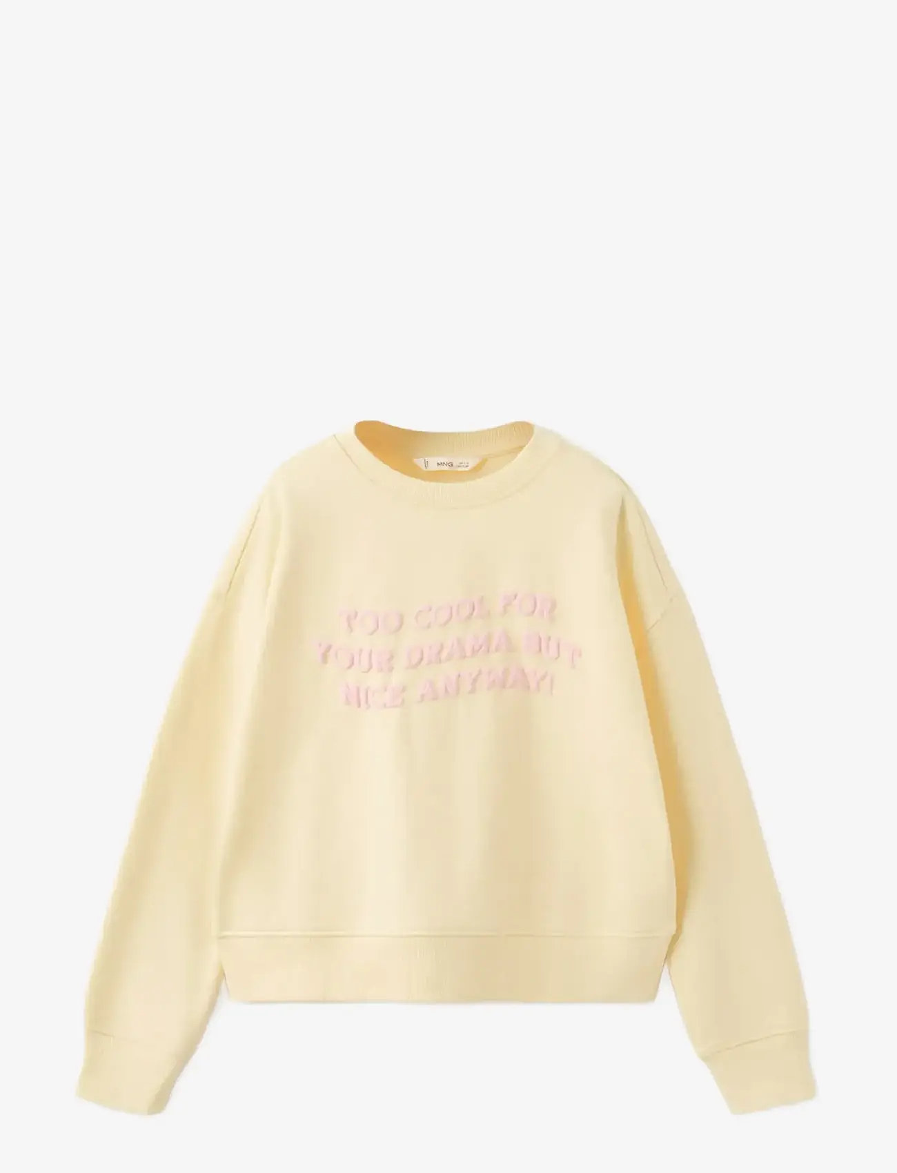 Mango - Cotton sweatshirt with text - sweatshirts - yellow - 1