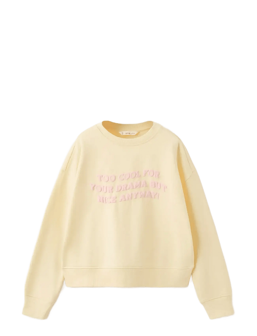 Mango - Cotton sweatshirt with text - sweatshirts - yellow - 1