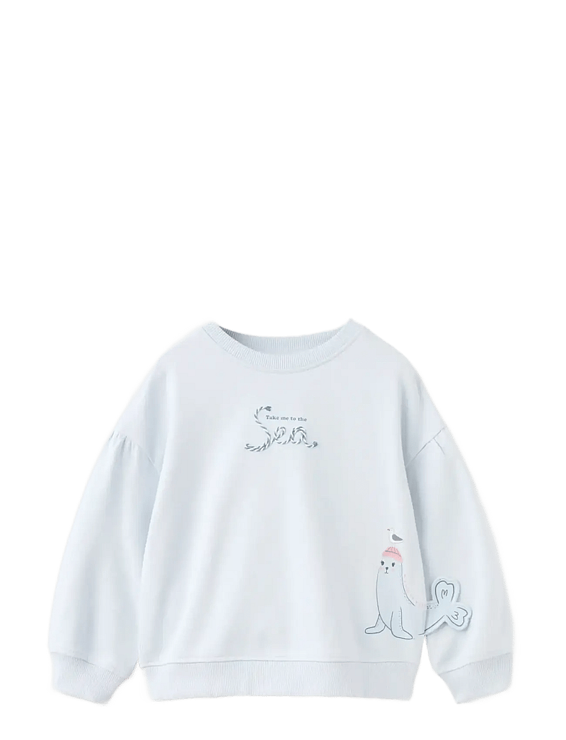 Mango - Seal print sweatshirt - sweatshirts - lt-pastel blue - 0