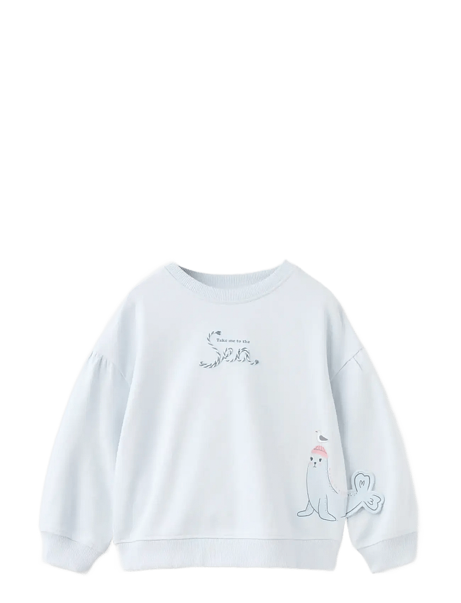 Mango - Seal print sweatshirt - sweatshirts - lt-pastel blue - 0