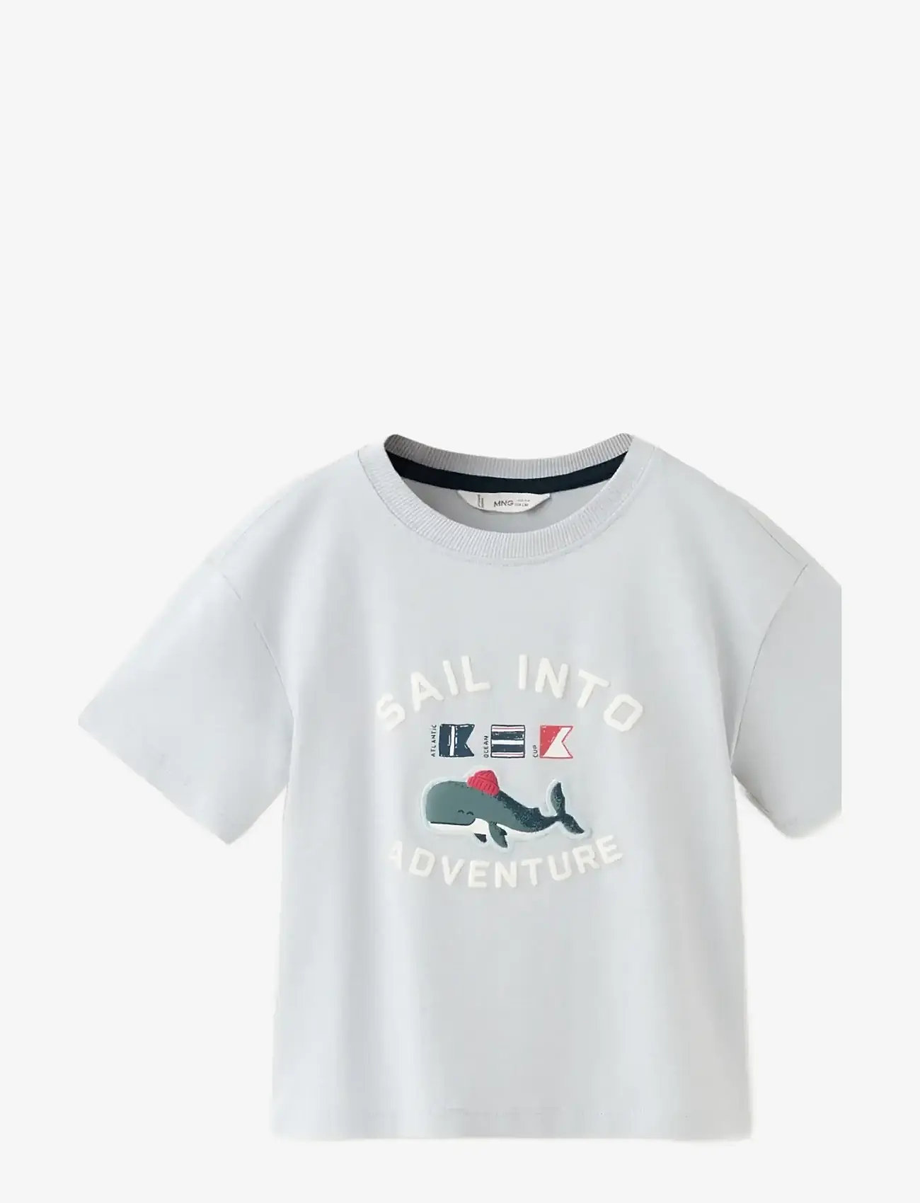 Mango - Printed cotton-blend t-shirt - kortærmede t-shirts - lt-pastel blue - 0