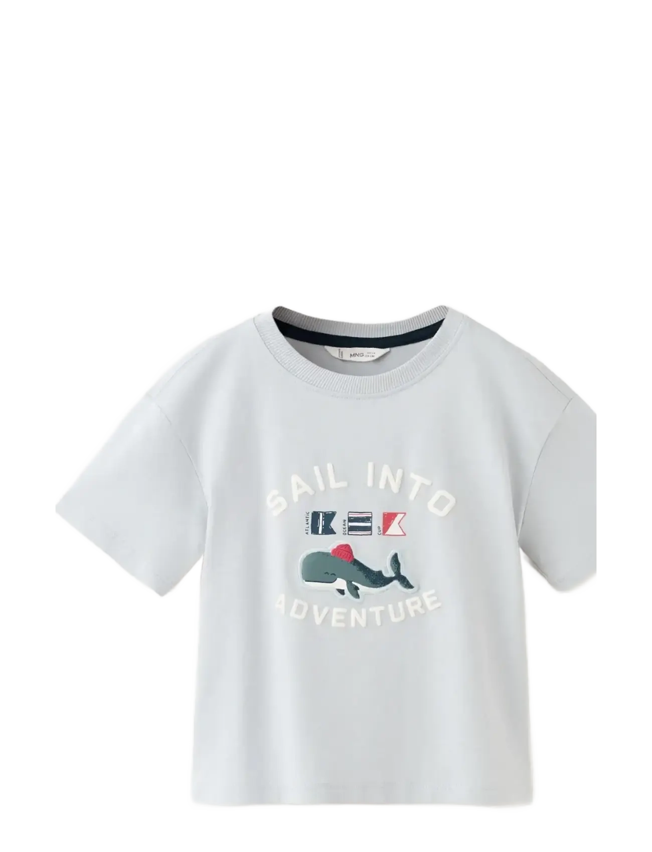 Mango Printed cotton-blend t-shirt - Oberteile - LT-PASTEL BLUE / blue