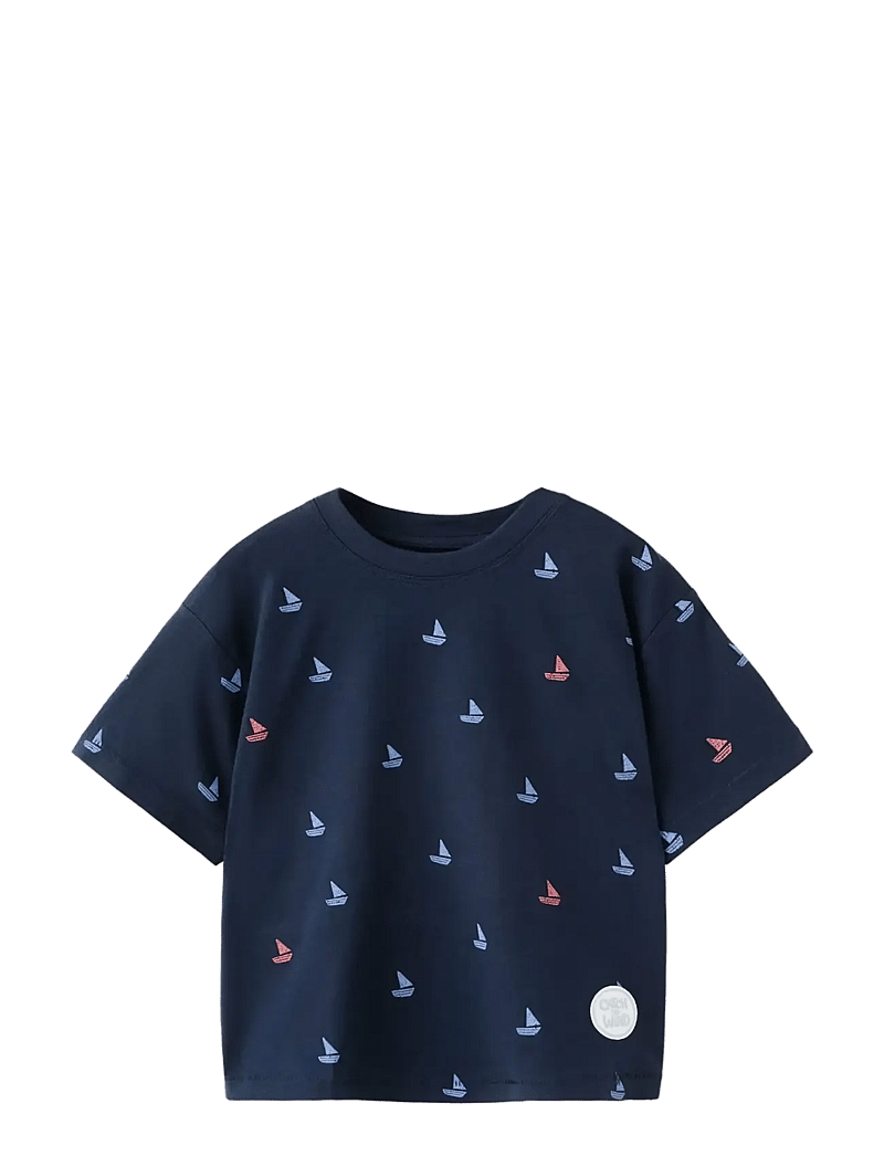 Mango - Printed t-shirt with boat print - kortärmade t-shirts - navy - 0