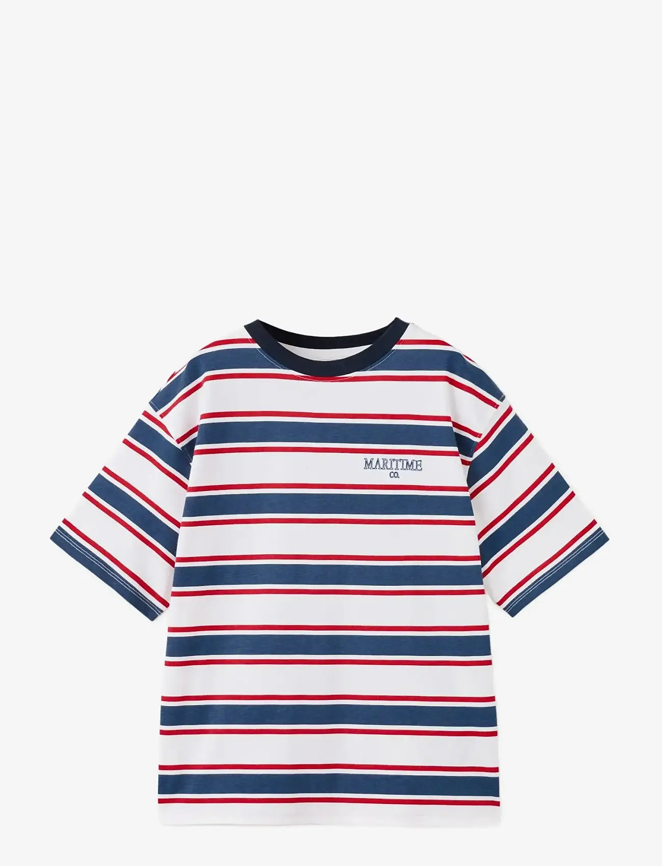 Mango - Striped cotton T-shirt - kortærmede t-shirts - red - 0
