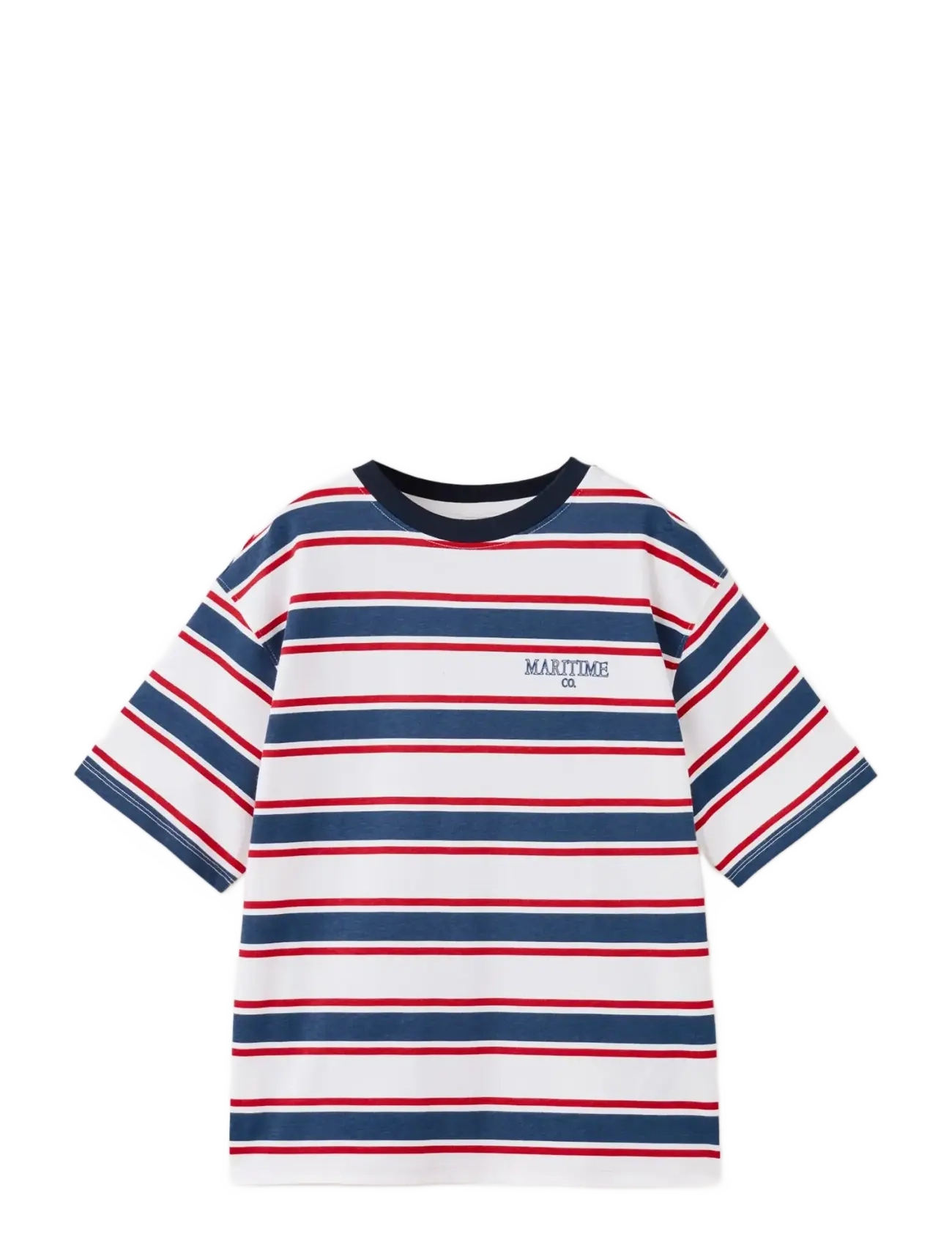 Mango Striped cotton T-shirt - Oberteile - RED / white