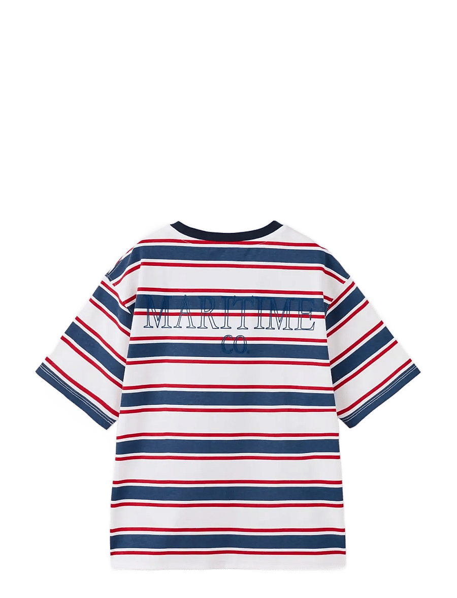 Mango - Striped cotton T-shirt - kortærmede t-shirts - red - 1
