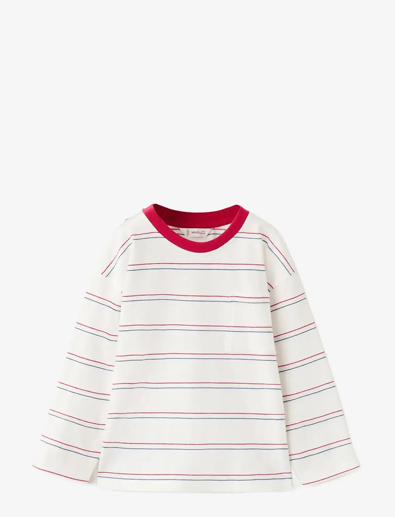Mango - Striped cotton T-shirt - langærmede t-shirts - red - 1