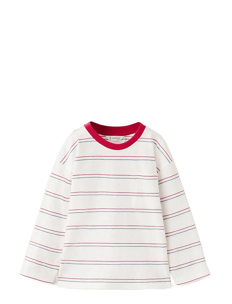 Mango - Striped cotton T-shirt - långärmade t-shirts - red - 1
