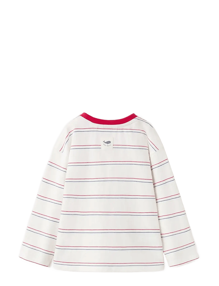 Mango - Striped cotton T-shirt - långärmade t-shirts - red - 2