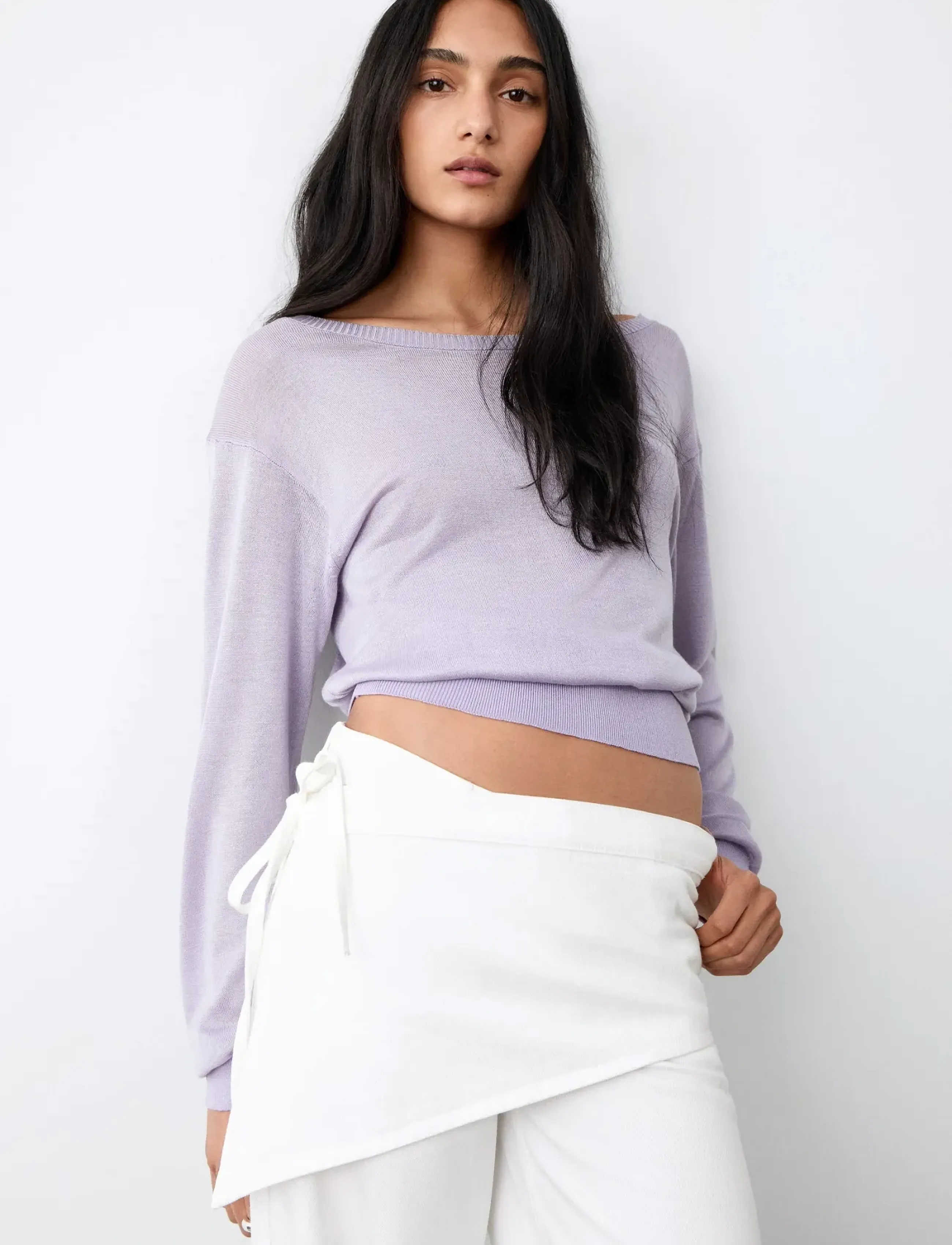 Mango Jean wide leg removable scarf - Kleidung - NATURAL WHITE / white