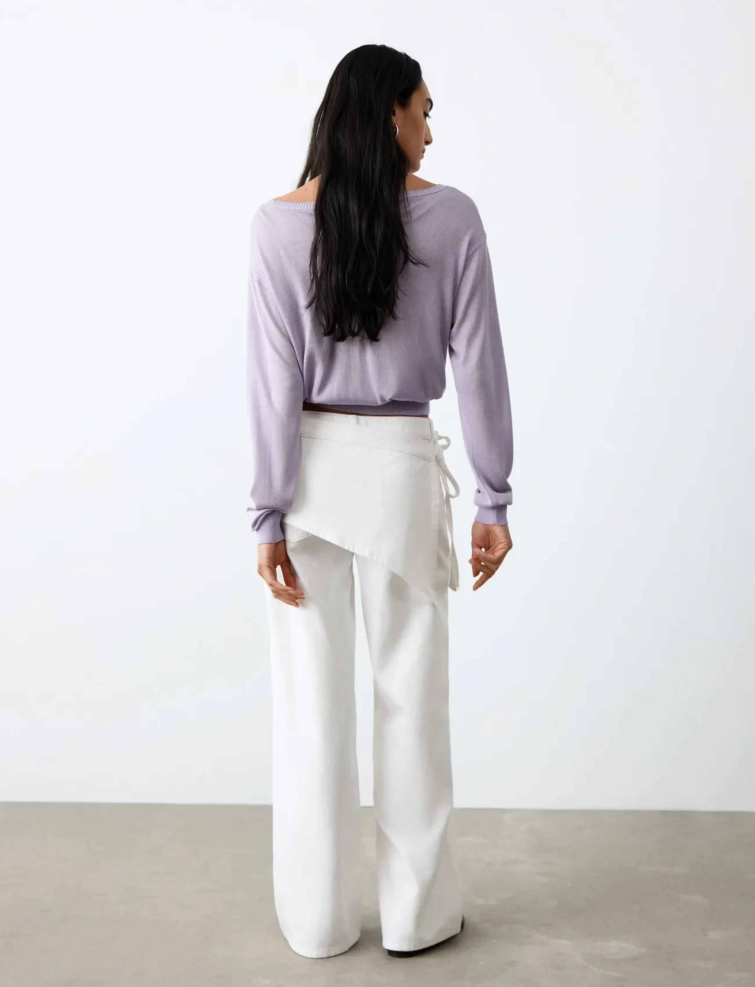 Mango - Jean wide leg removable scarf - vida jeans - natural white - 4