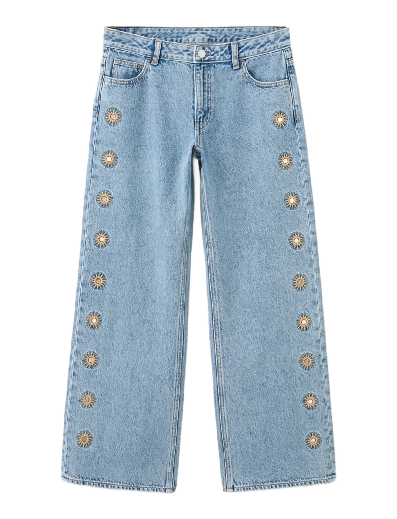 Mango Embroidered straight-leg jeans - Teens 140-176 - OPEN BLUE / blue