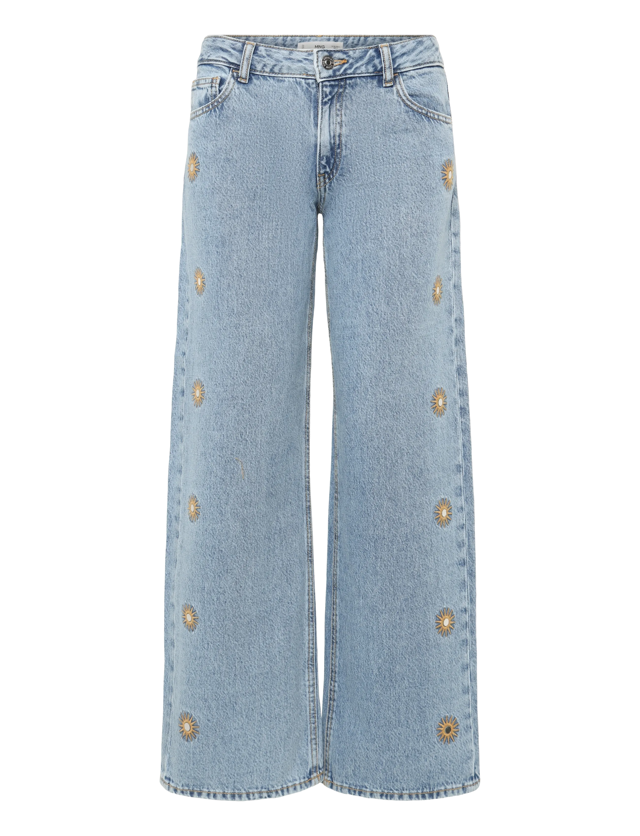 Mango - Embroidered straight-leg jeans - vida jeans - open blue - 1