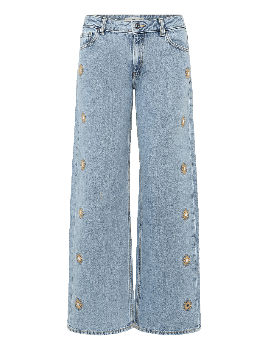 Mango - Embroidered straight-leg jeans - vida jeans - open blue - 1