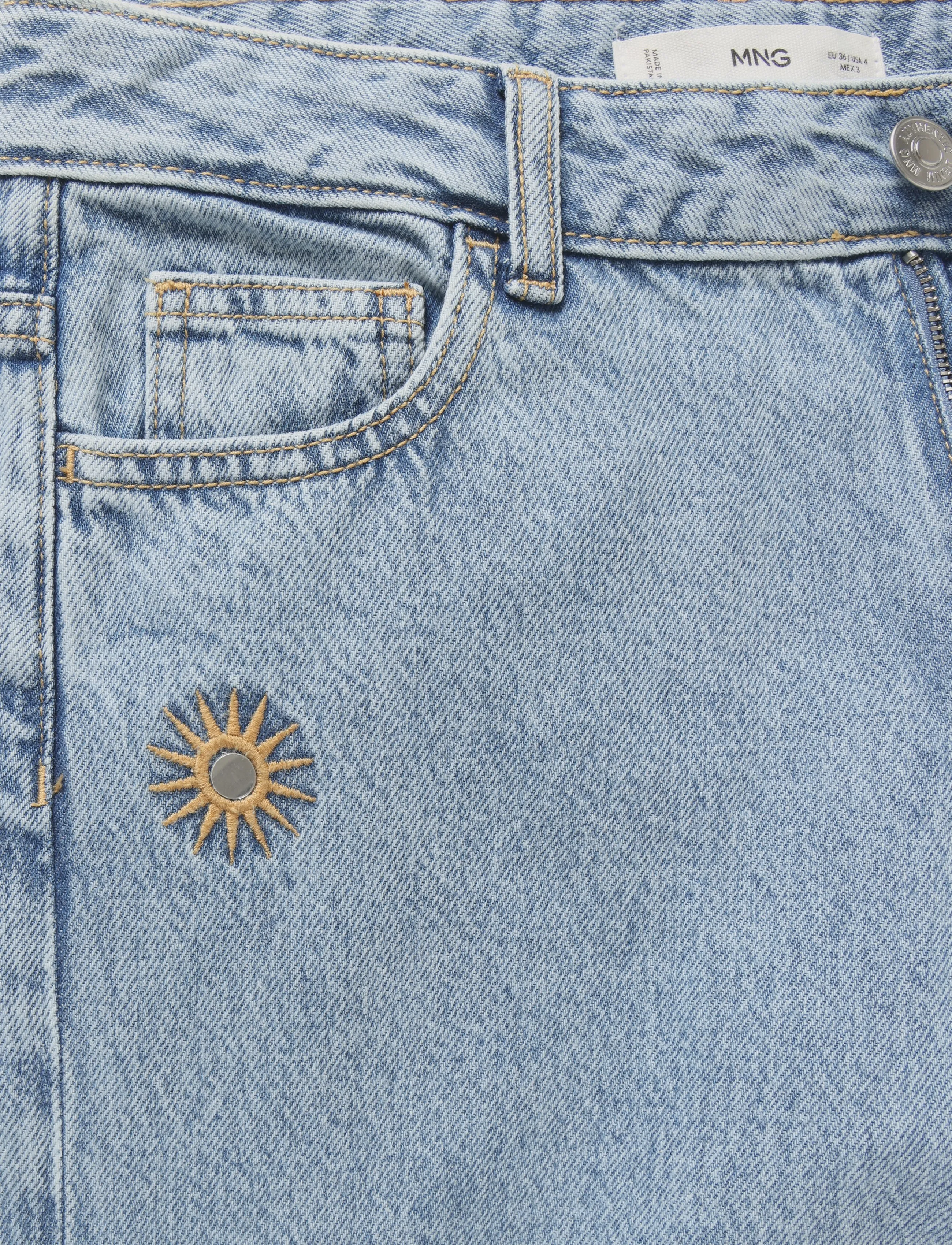 Mango - Embroidered straight-leg jeans - vida jeans - open blue - 4