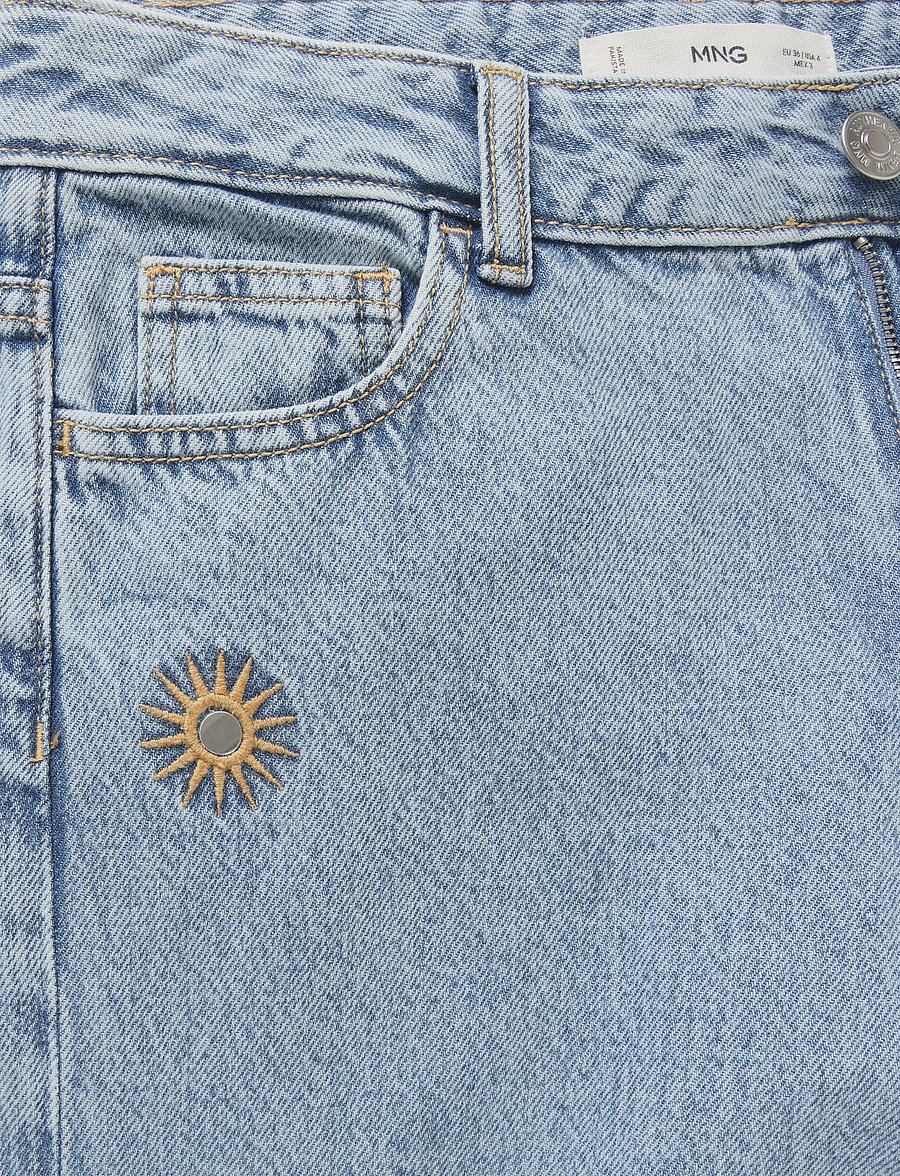 Mango - Embroidered straight-leg jeans - vida jeans - open blue - 4