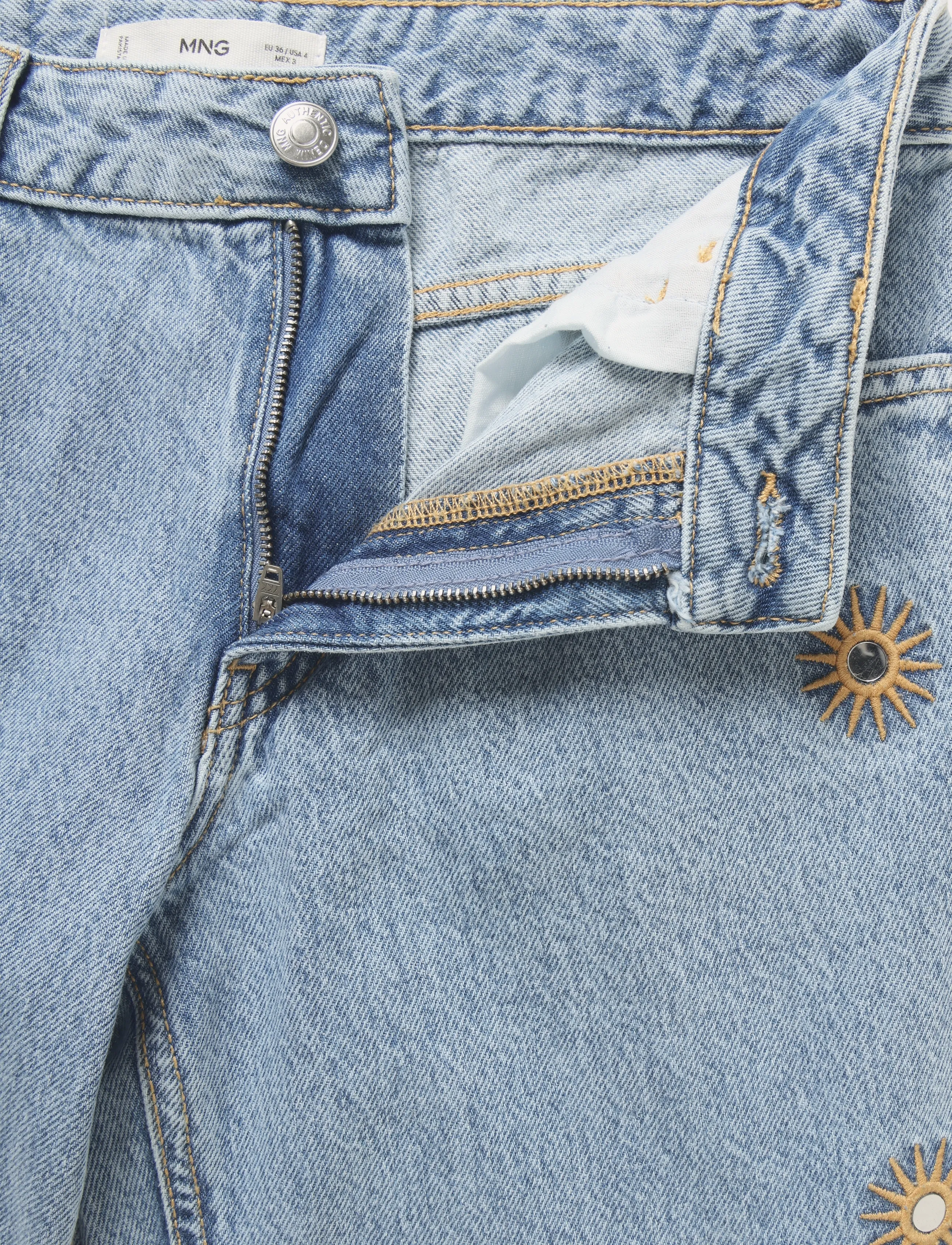 Mango - Embroidered straight-leg jeans - vida jeans - open blue - 5