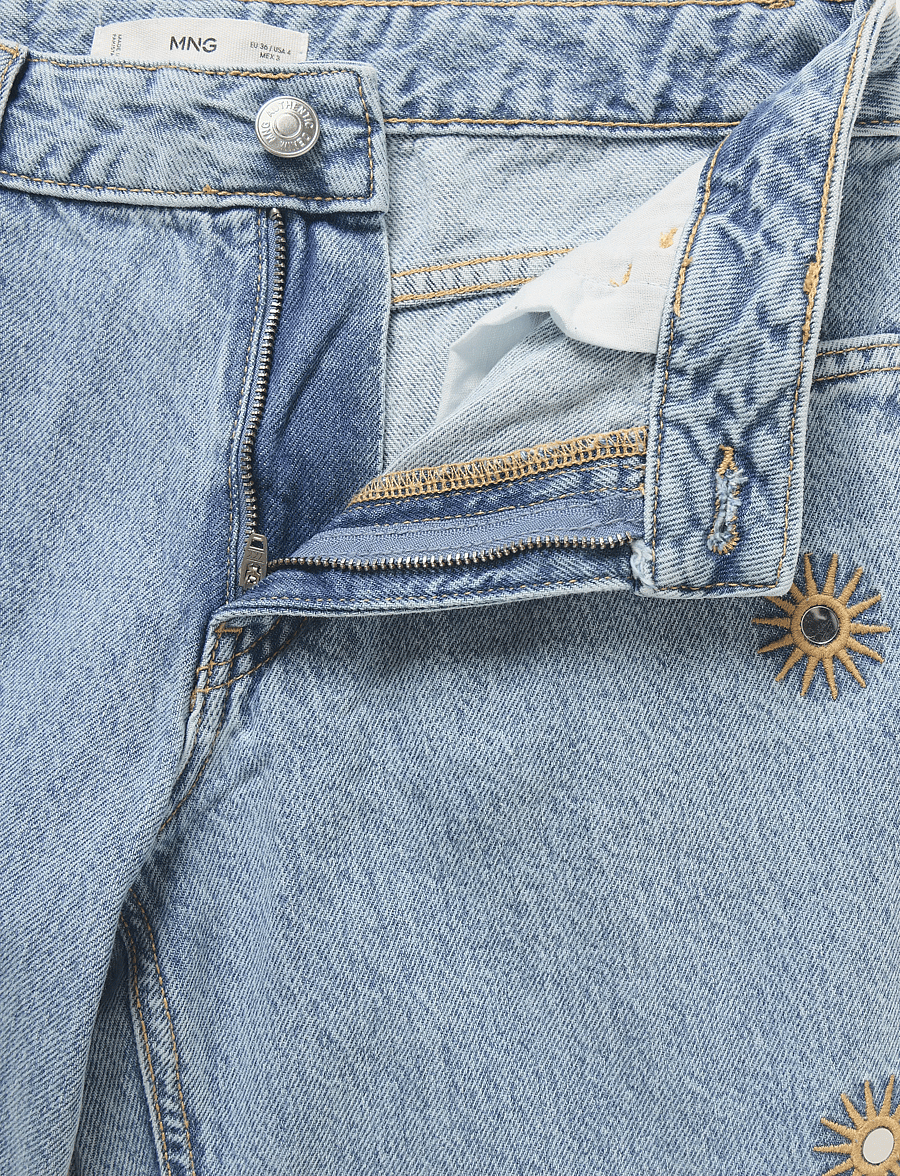 Mango - Embroidered straight-leg jeans - vida jeans - open blue - 5