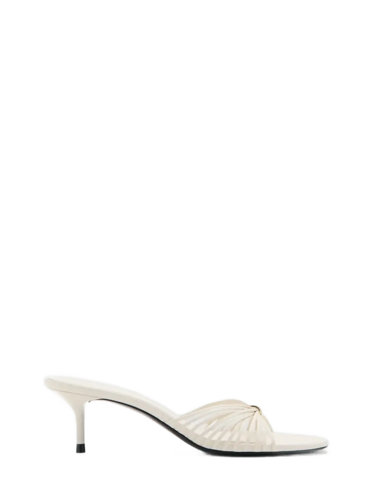 Mango Heeled sandals with straps - Brudesko - WHITE / cream