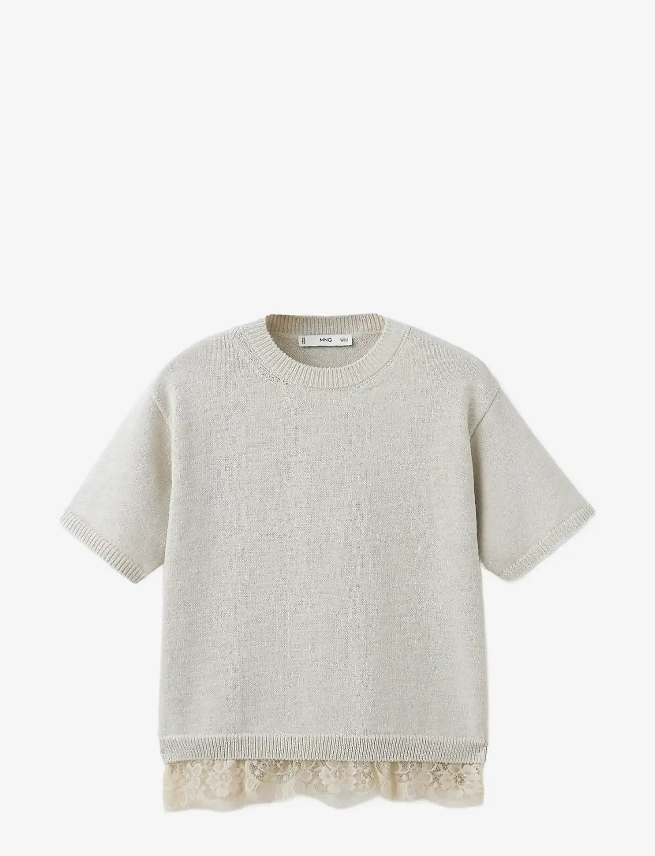 Mango - Ribbed lace-trimmed jumper - striktrøjer - lt pastel grey - 1
