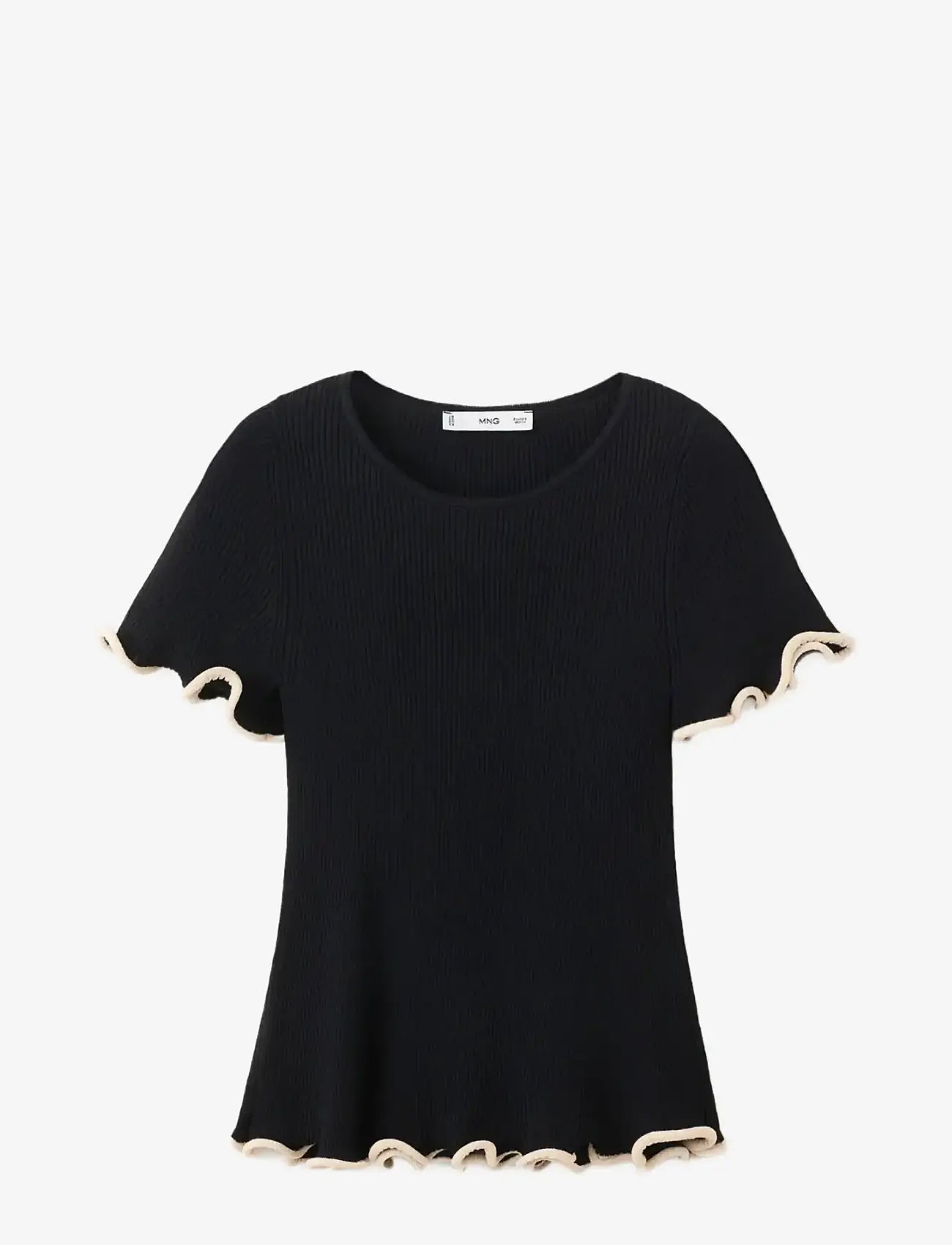 Mango - Peplum jumper with contrasting trims - striktrøjer - black - 1