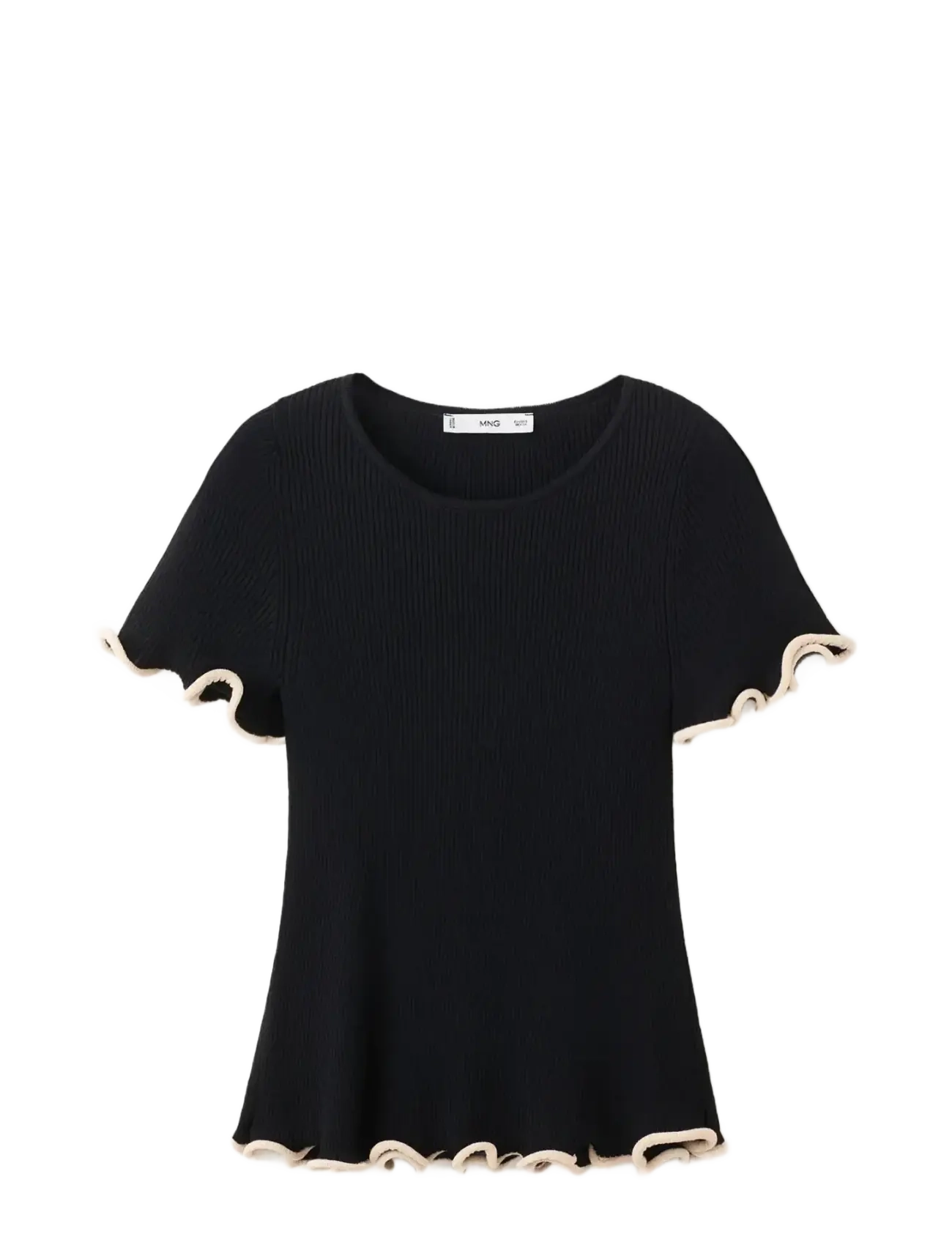 Mango Peplum jumper with contrasting trims - Transitional Layering - BLACK / black