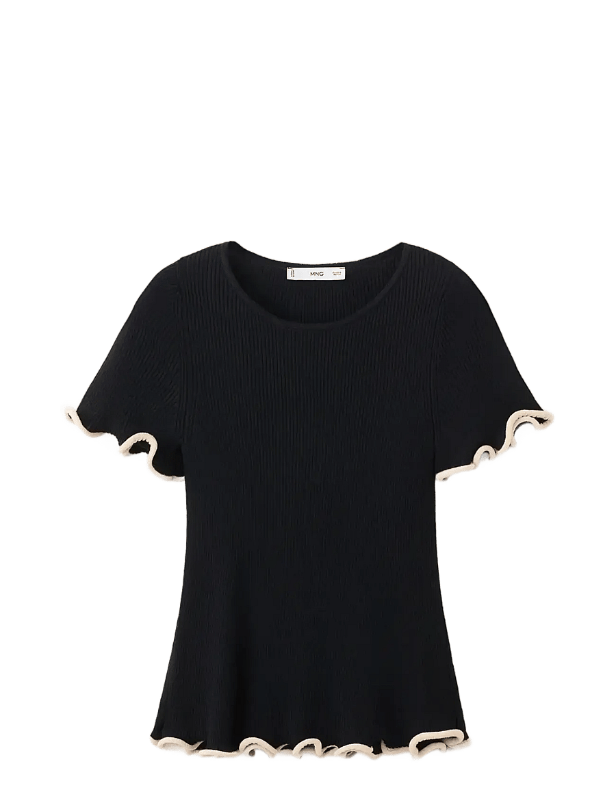 Mango - Peplum jumper with contrasting trims - striktrøjer - black - 1