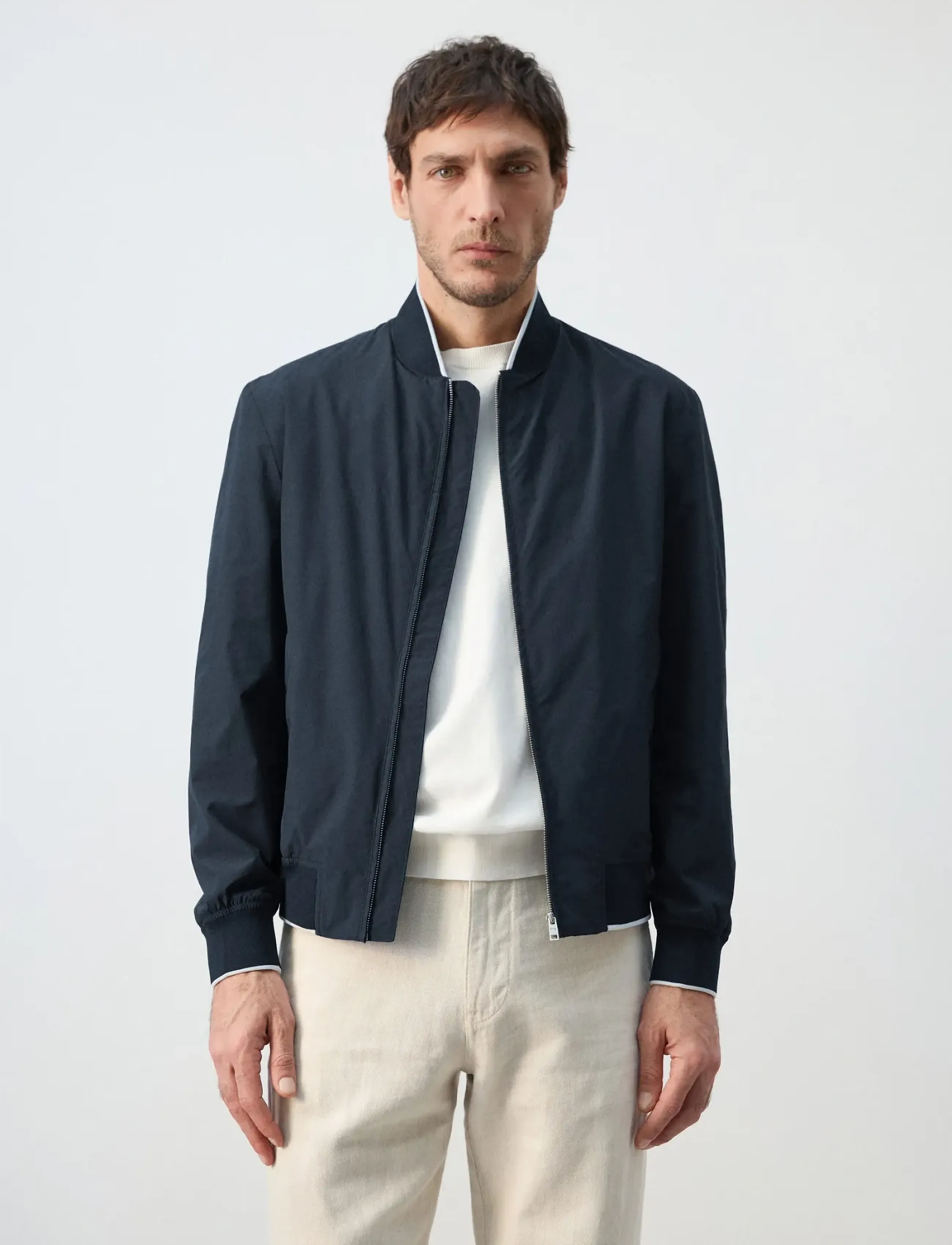 Mango Lightweight Water-Repellent Bomber Jacket, M, Navy, Jakker > Bomberjakker, Herre
