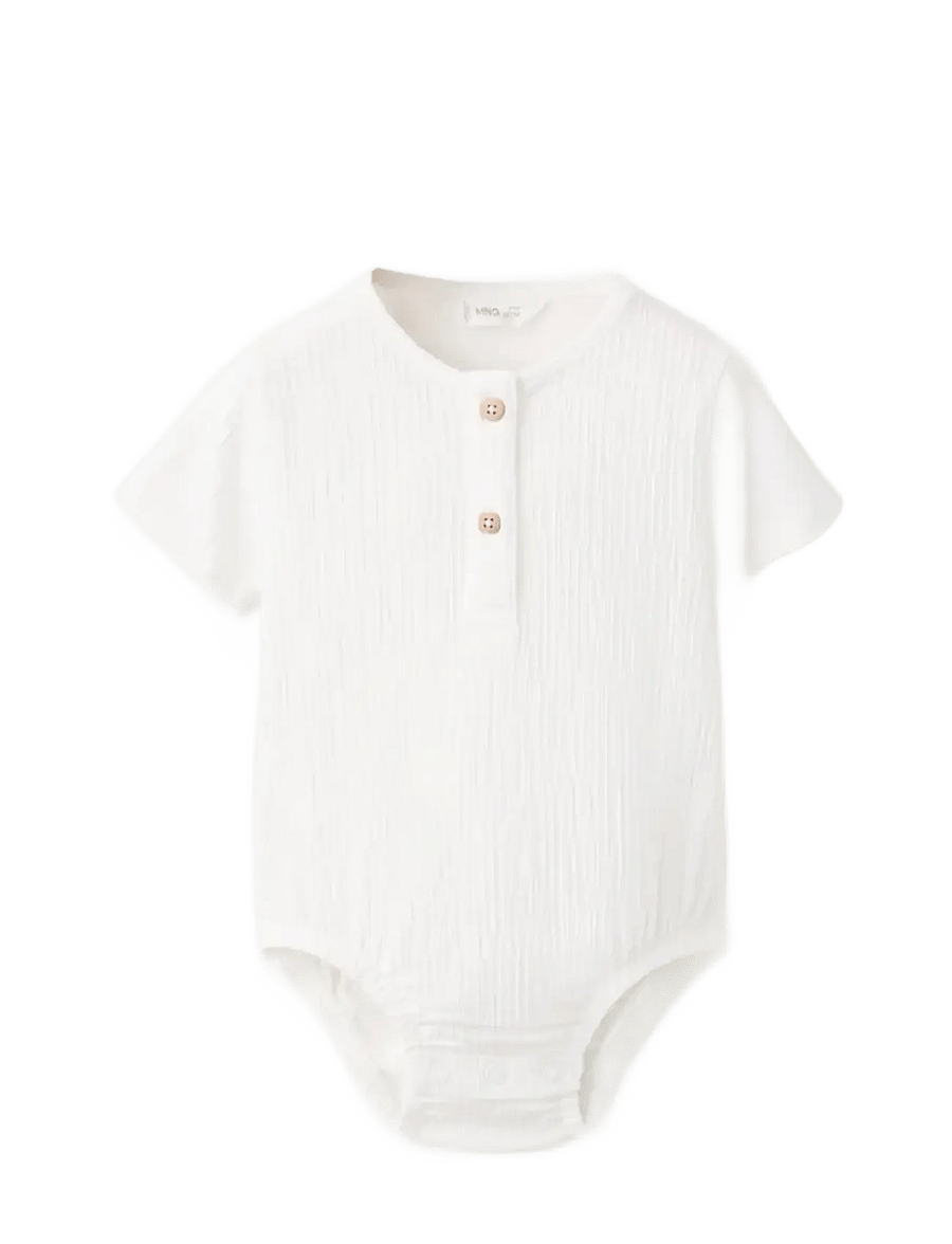 Mango - Cotton bodysuit buttons - kortærmede bodyer - natural white - 0