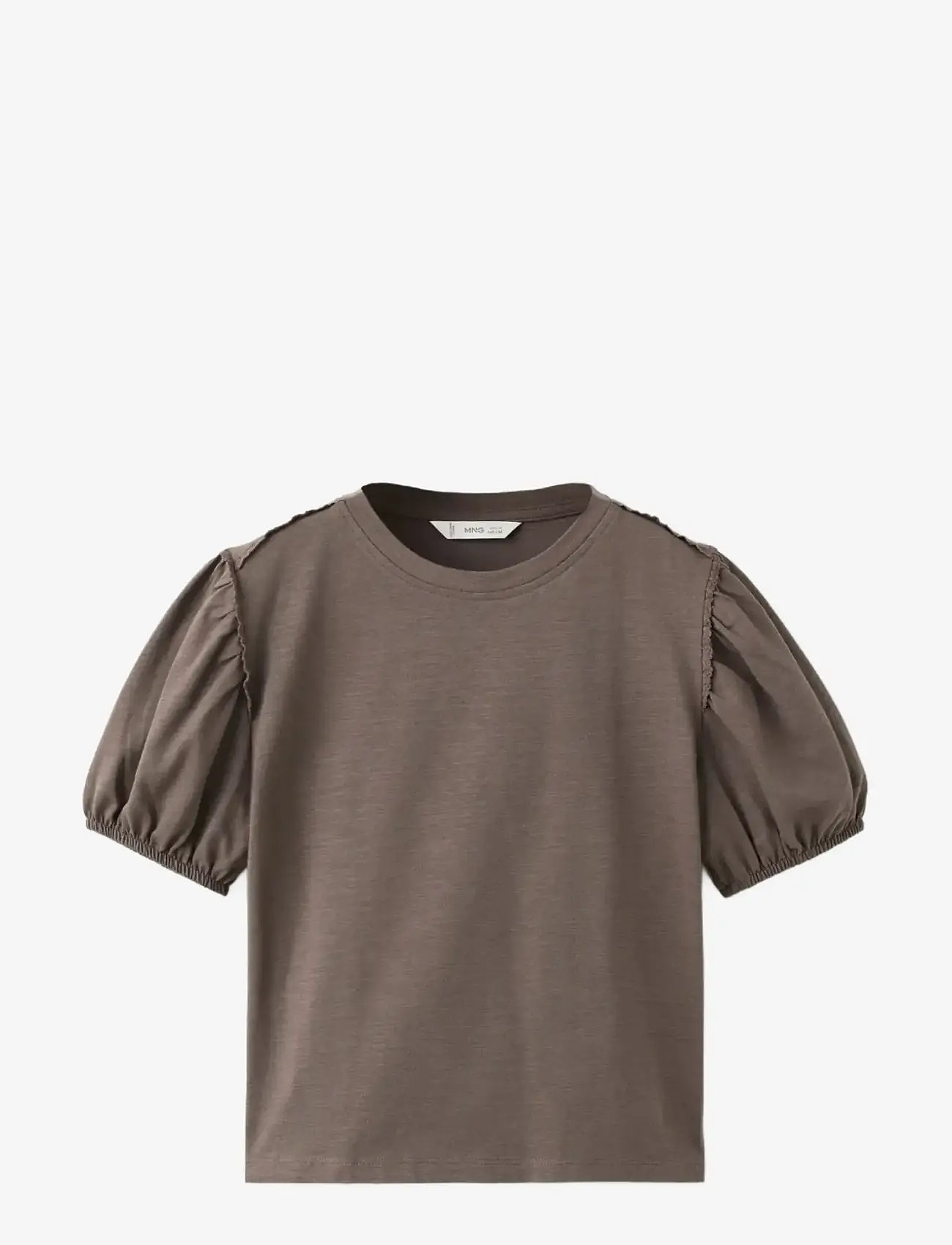 Mango - Puff-sleeve short-sleeve T-shirt - kortærmede t-shirts - brown - 1