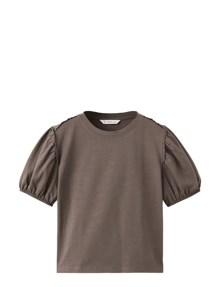 Mango - Puff-sleeve short-sleeve T-shirt - kortärmade t-shirts - brown - 1