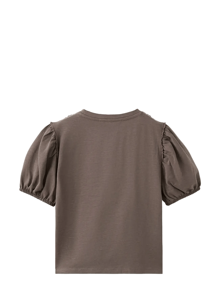 Mango - Puff-sleeve short-sleeve T-shirt - kortärmade t-shirts - brown - 2