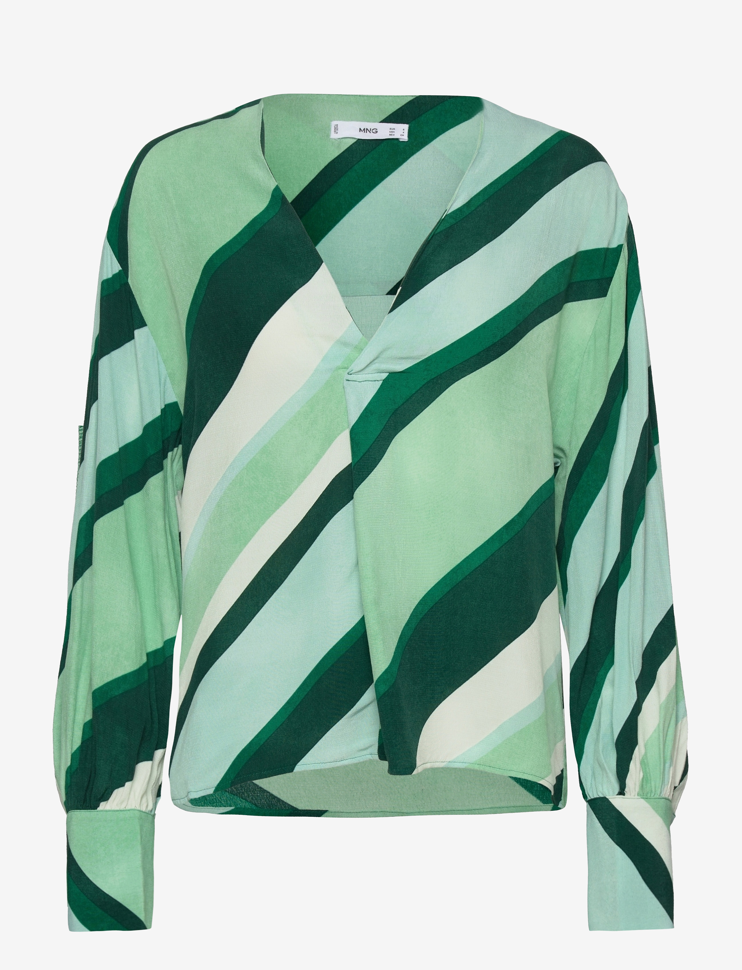 MANGO Oversize Printed Bluse Grün - XS - Damen