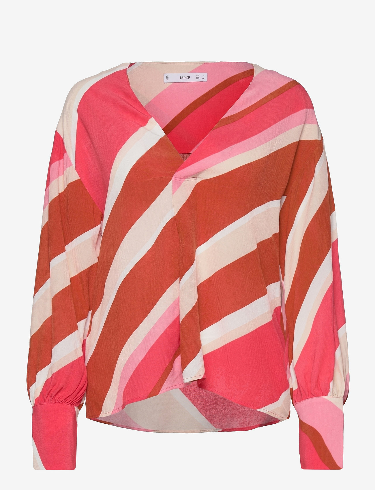 Mango - Oversize printed blouse - langärmlige blusen - pink - 0