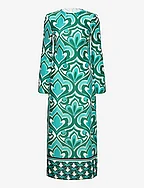 Printed cut-out detail dress - GREEN