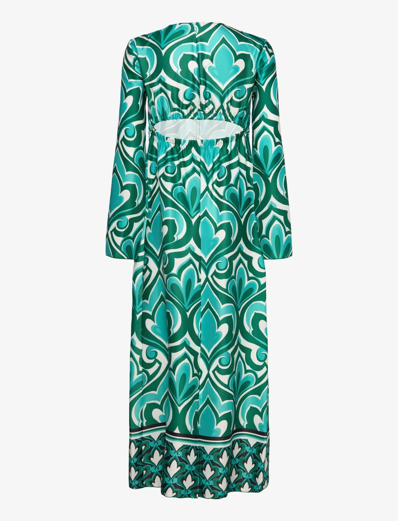 Mango - Printed cut-out detail dress - midi kjoler - green - 1