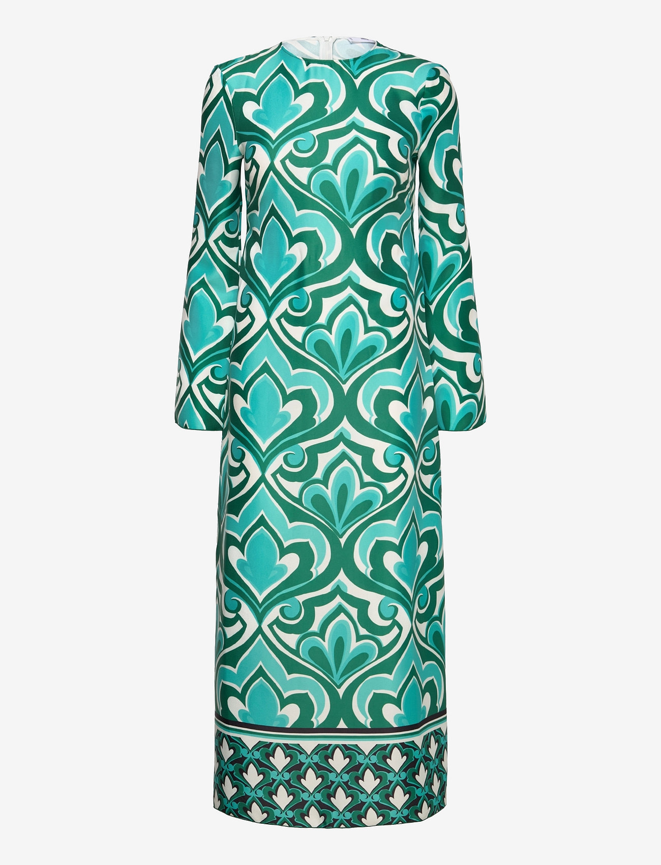 Mango - Printed cut-out detail dress - midi kjoler - green - 0
