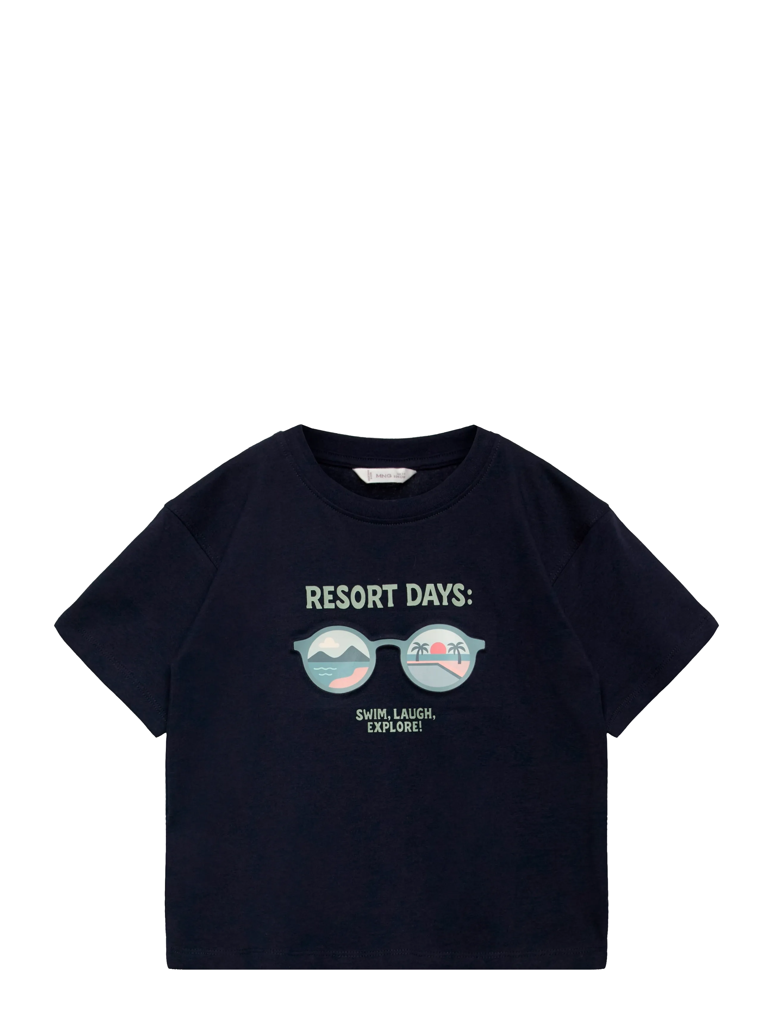 Mango Printed cotton-blend t-shirt - Oberteile - NAVY / navy