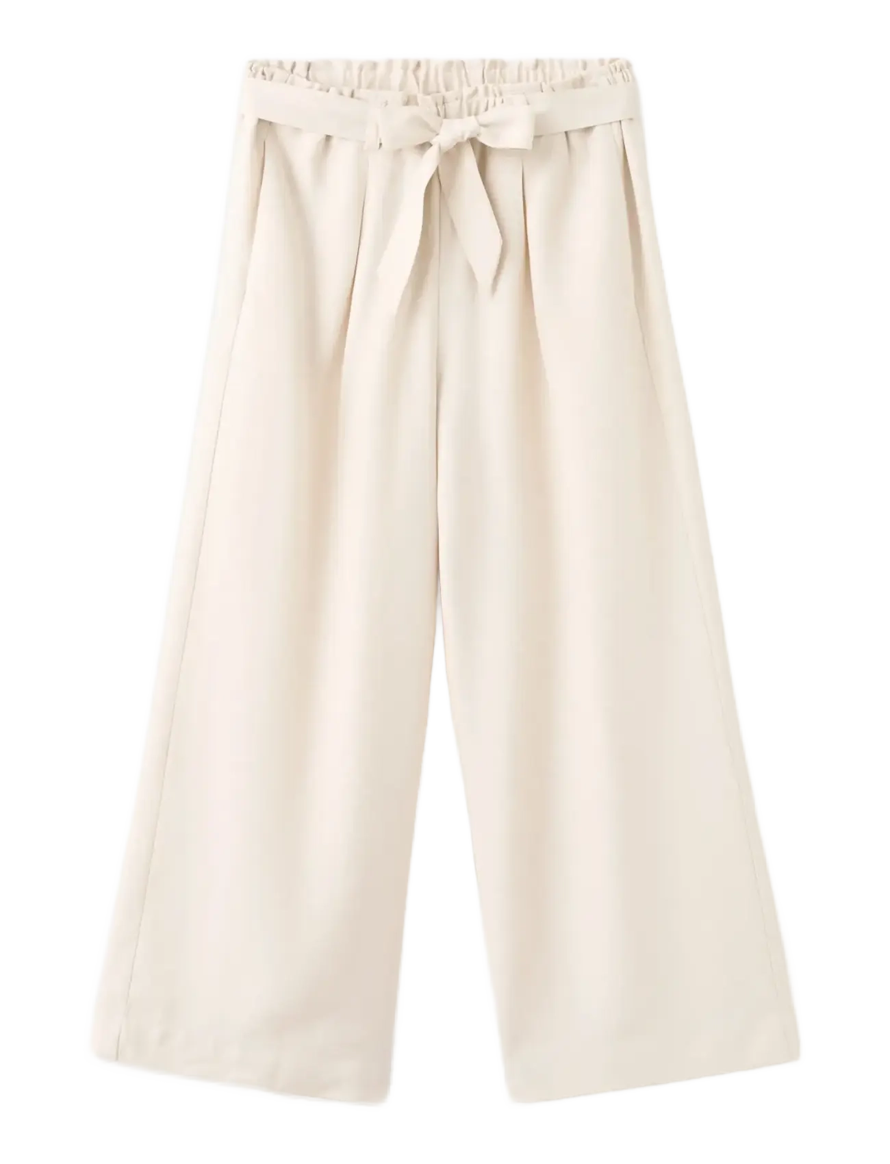 Mango Flowy straight-fit trousers with bow - Bukser - LIGHT BEIGE / cream