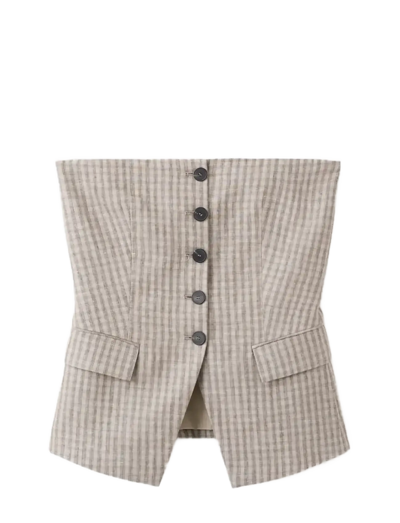 MANGO Bandeau Oberteil With Buttons Grau - M - Damen