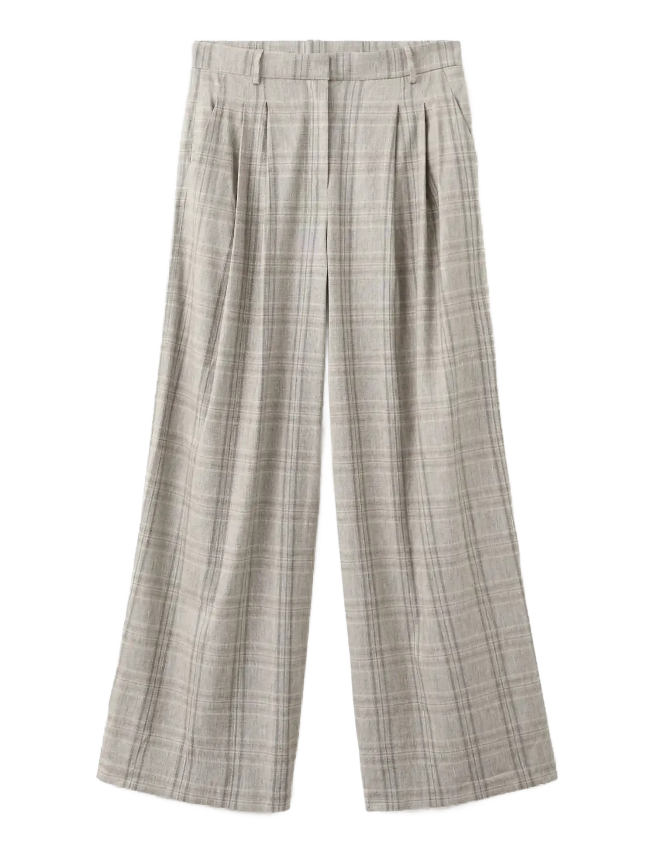 Mango - Check pleated trousers - habitbukser - lt pastel grey - 1