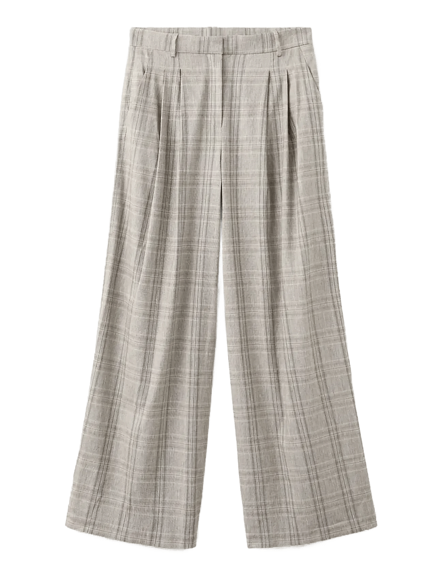 Mango - Check pleated trousers - habitbukser - lt pastel grey - 1