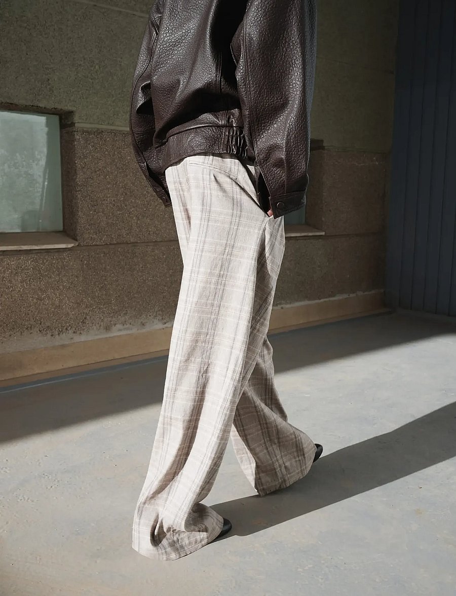 Mango - Check pleated trousers - habitbukser - lt pastel grey - 2