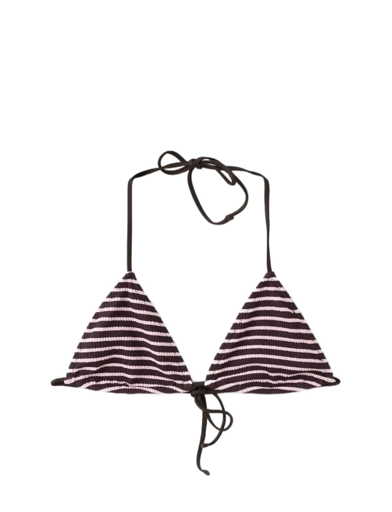 MANGO Gestreift Triangle Bikini Oberteil Braun - S - Damen