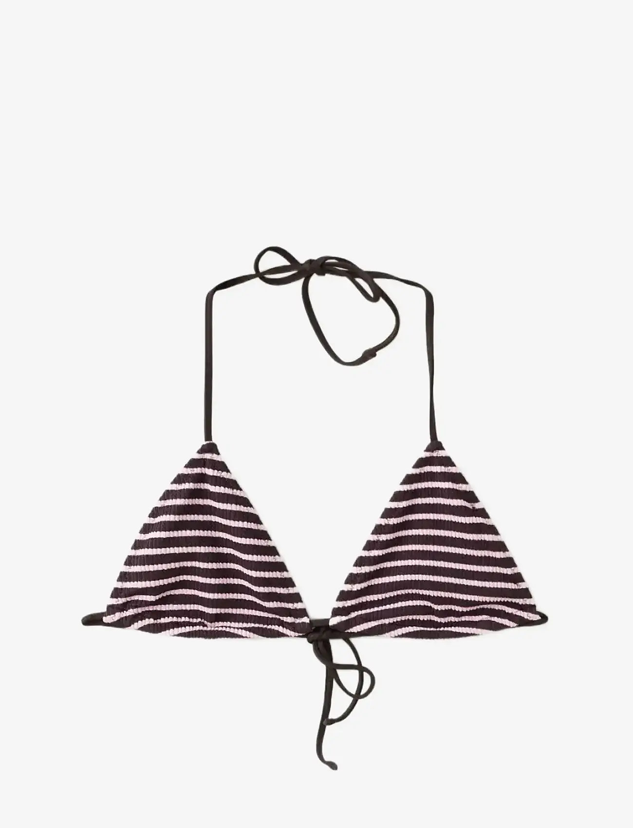 Mango - Striped triangle bikini top - dark brown - 1