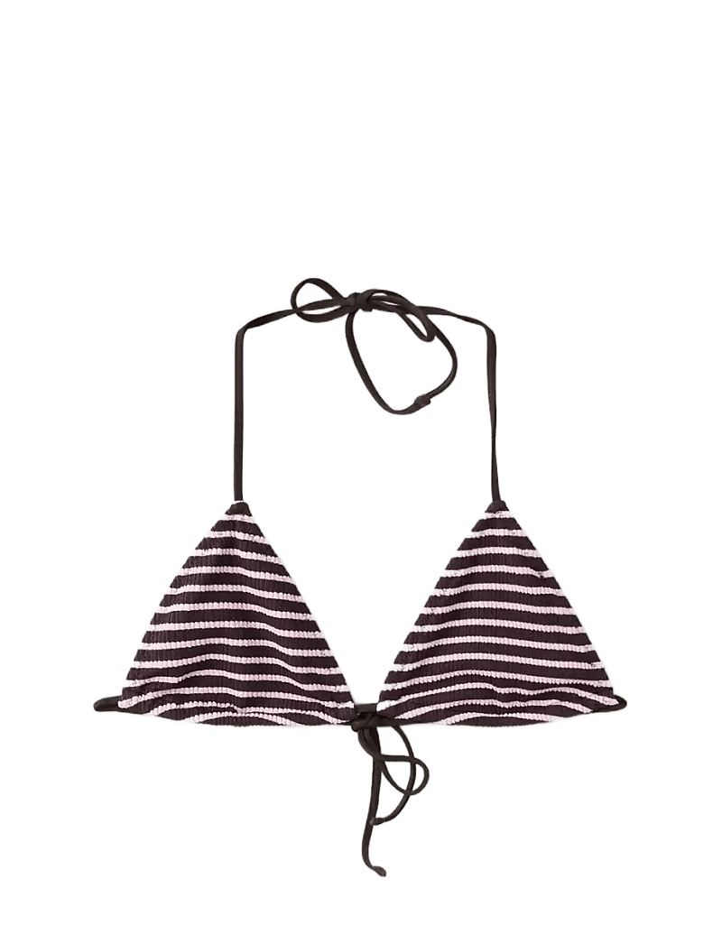Mango - Striped triangle bikini top - trekantsbikinier - dark brown - 1