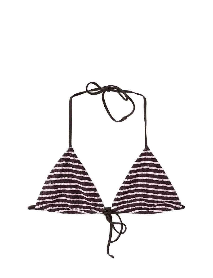 Mango - Striped triangle bikini top - trekantsbikinier - dark brown - 1