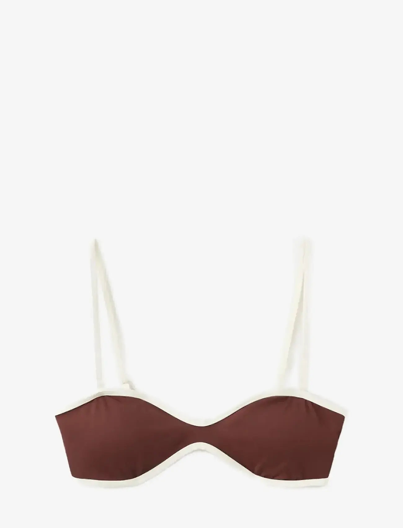Mango - Bikini top with contrasting trim - bandeaubikinier - brown - 1